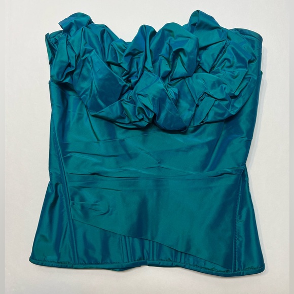 juan carlos pinera Tops - Juan Carlos Pinera Silk Corset Top Ruffle Detail Blue Size Small Vintage Bustier
